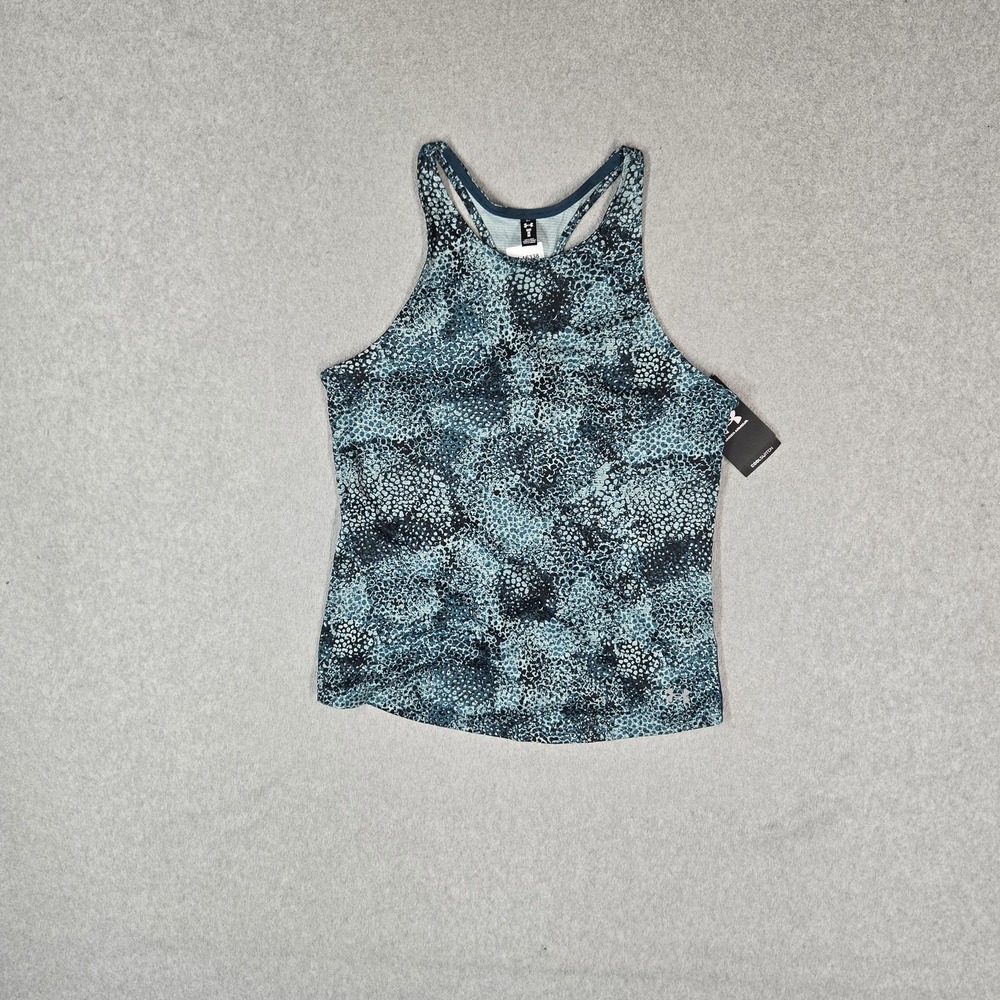 Under Armour Women Tank Top M Blue Animal‎ Print Activewear UA Coolswitch NWT